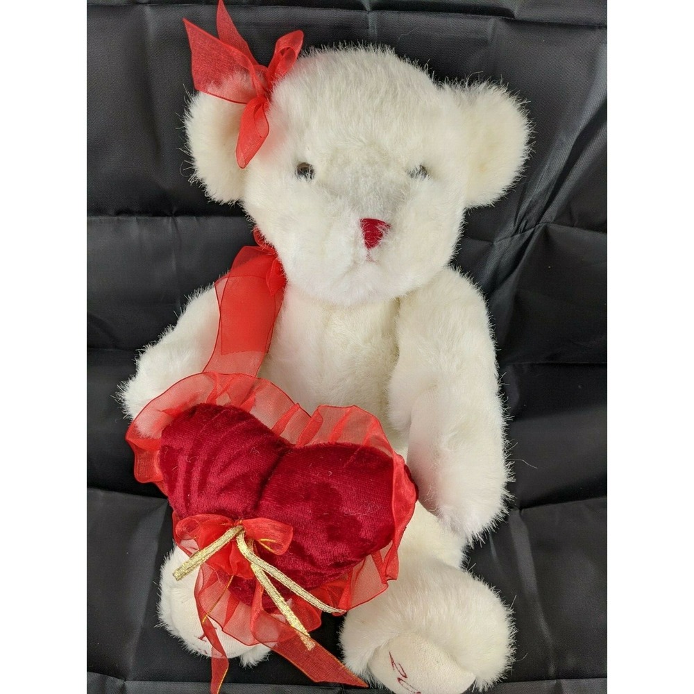 White Bear Plush 17 Inch I Love You 2000 Novelty Inc Heart Pillow Stuffed Animal